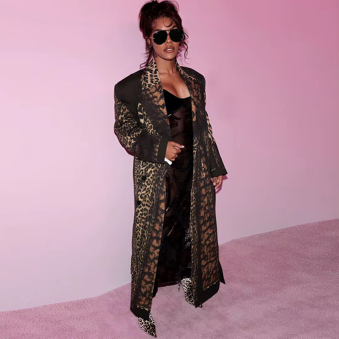 I Don’t Wanna Be Alone Leopard Trench Coat