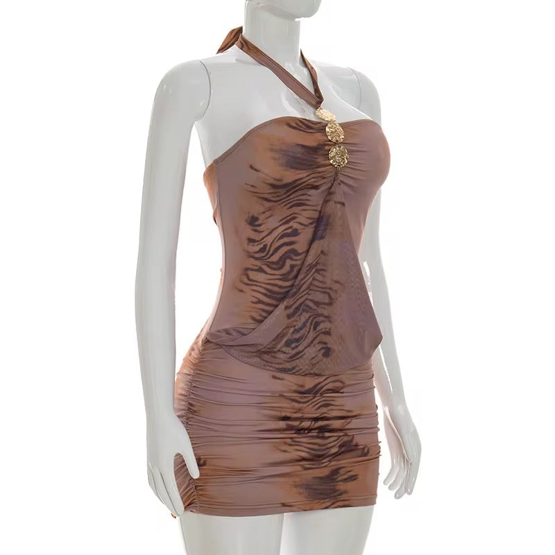 Better Off Alone Halter Lace Up Mini Dress