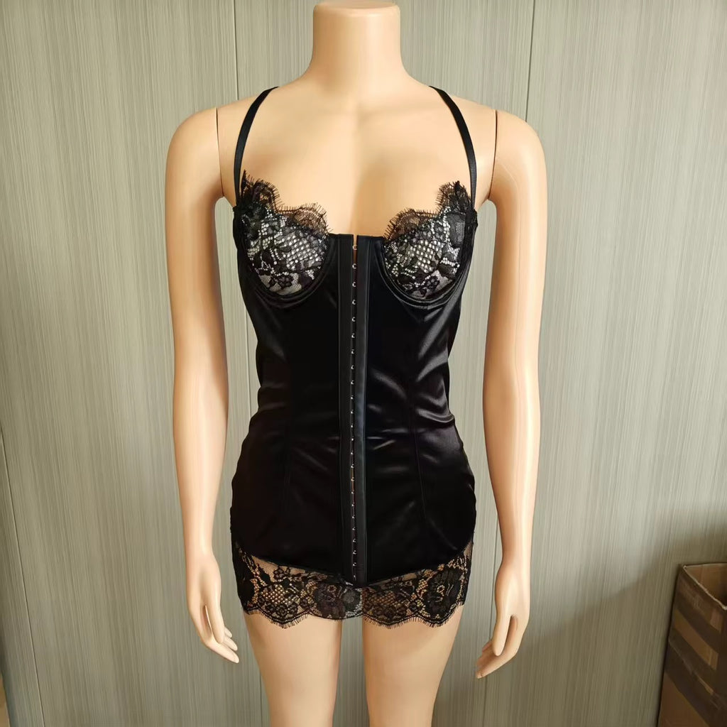 Rather Be Alone Corset Lace Mini Dress