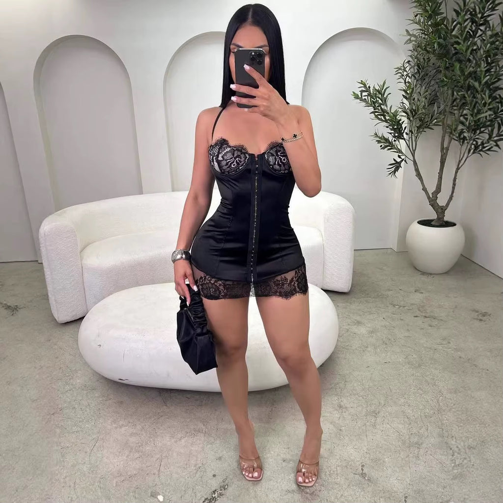 Rather Be Alone Corset Lace Mini Dress