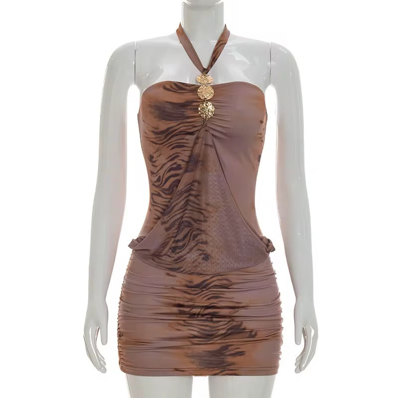 Better Off Alone Halter Lace Up Mini Dress
