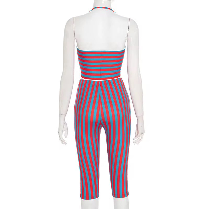 No Rules Tonight - Blue Pinstripe Pants Set