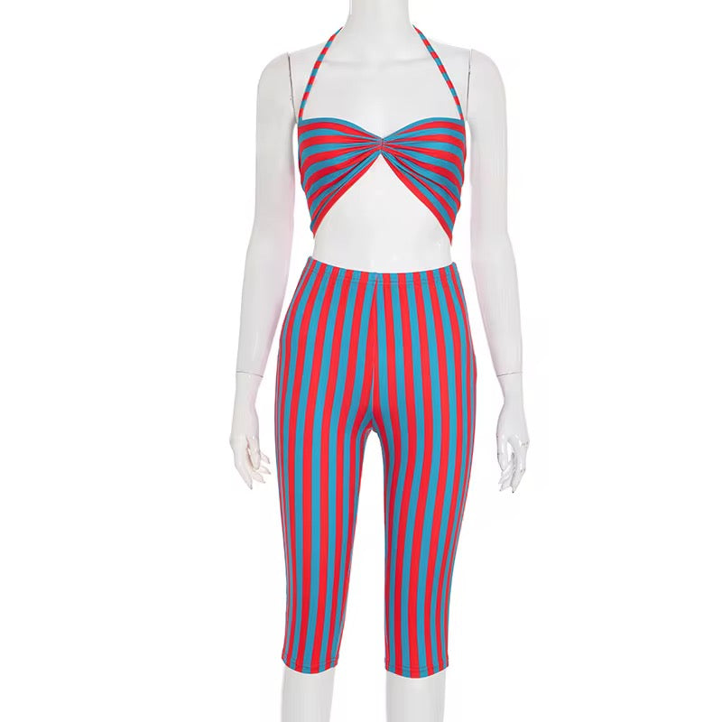 No Rules Tonight - Blue Pinstripe Pants Set