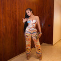 Puccii Prints Halter Satin Set