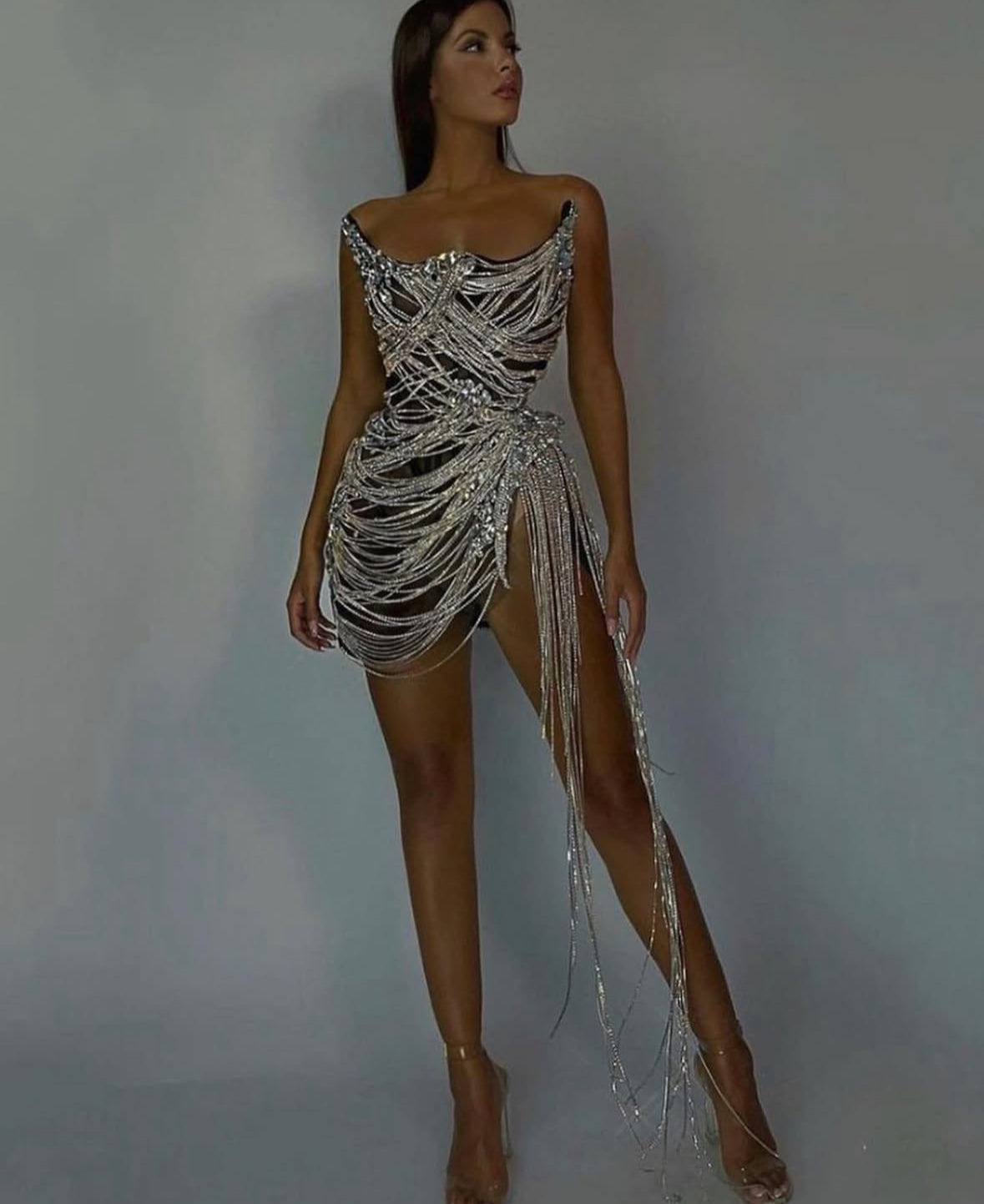 Late But On Time Diamond Fringe Dress