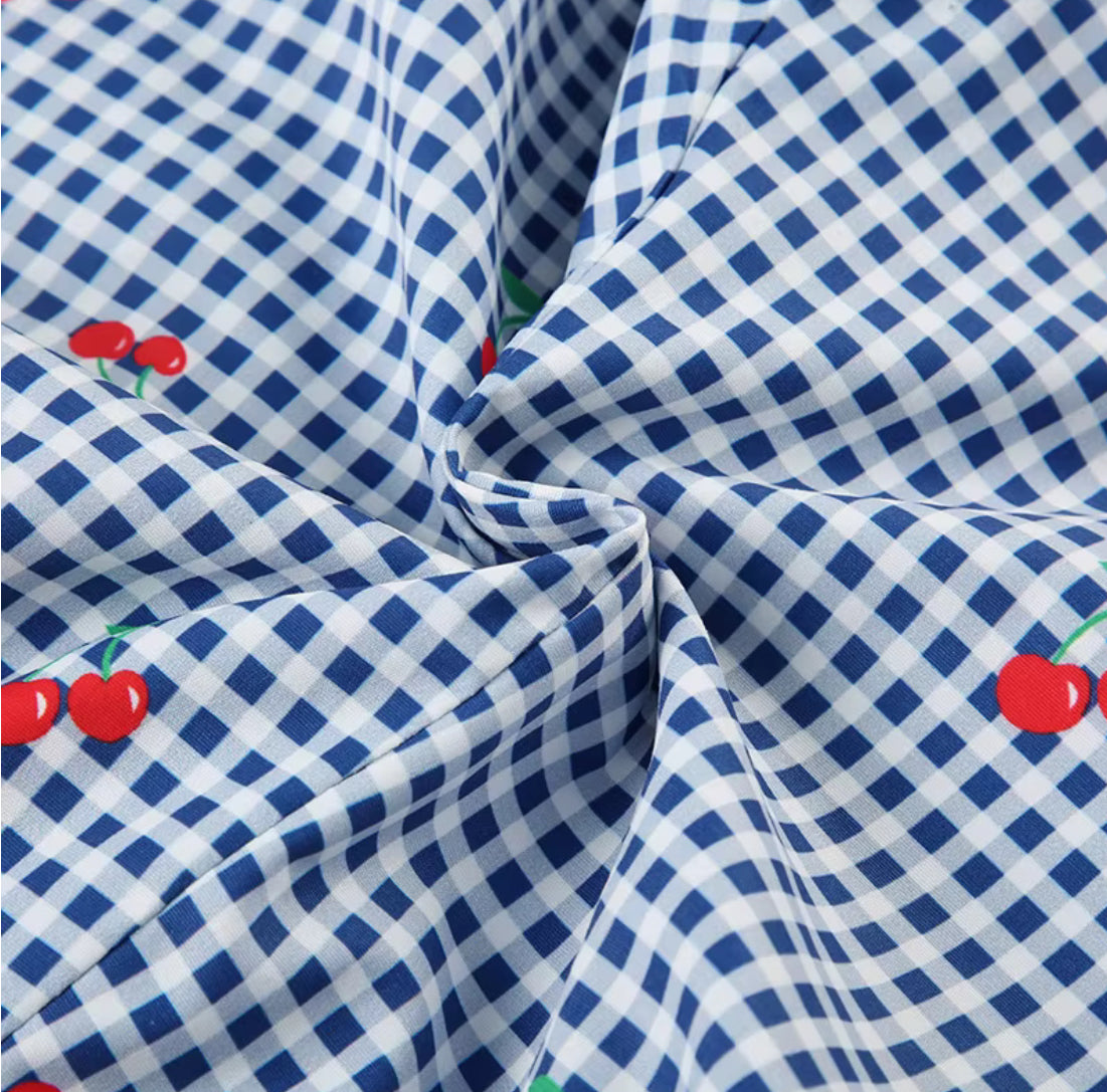 Cherries on Top - Plaid Shorts Set
