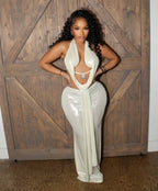 Draped In Desire Maxi Skirt Set - Ivory