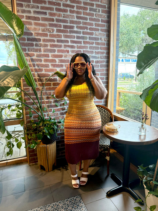 Island Glow Ombré Maxi Knit Dress