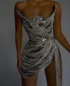 Late But On Time Diamond Fringe Dress