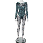More Than A Night Sheer Print Two Piece Pants Set