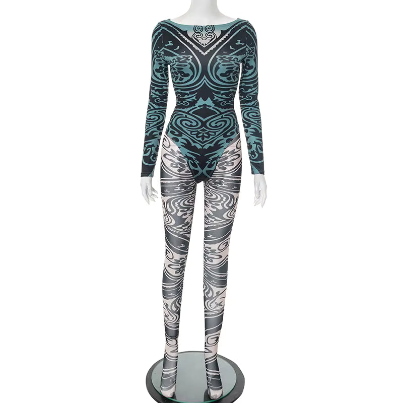 More Than A Night Sheer Print Two Piece Pants Set