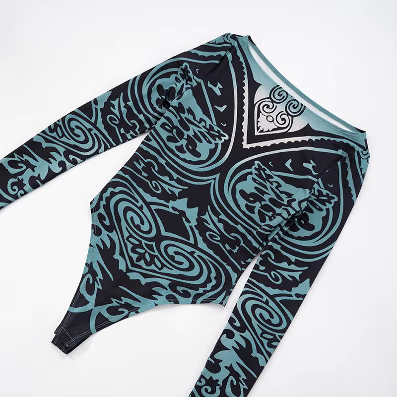 More Than A Night Sheer Print Two Piece Pants Set