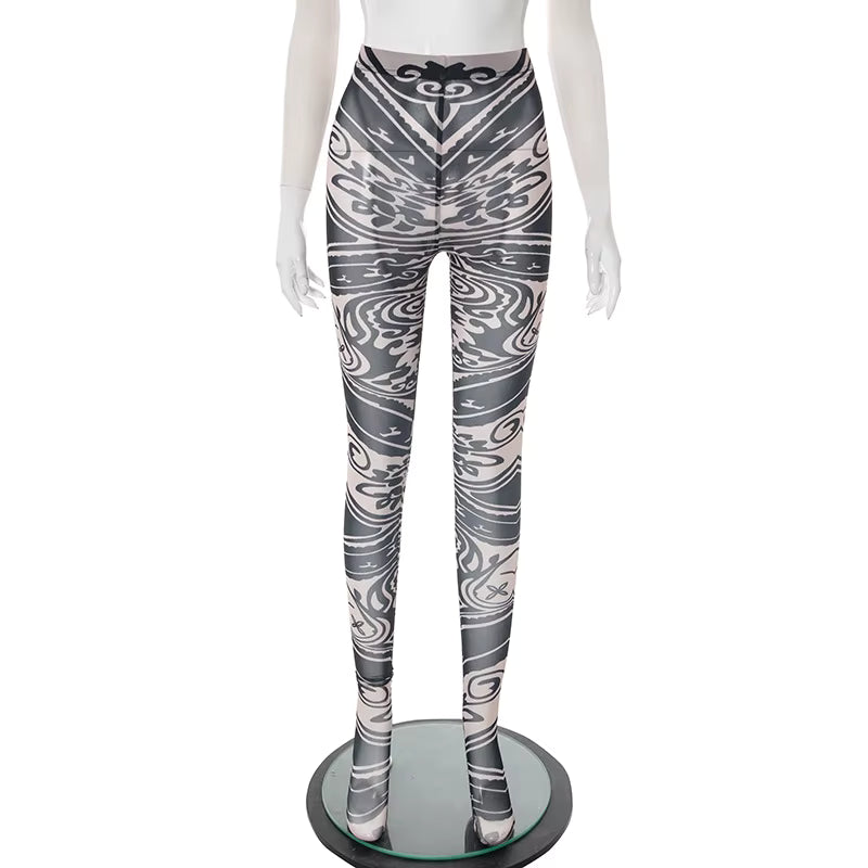 More Than A Night Sheer Print Two Piece Pants Set