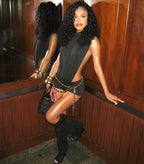 Outta Pocket Bodysuit Black Shorts Set -