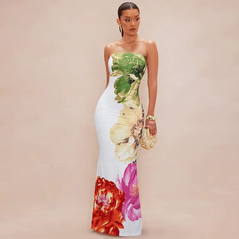 Tropics Fine Floral Tube Dress