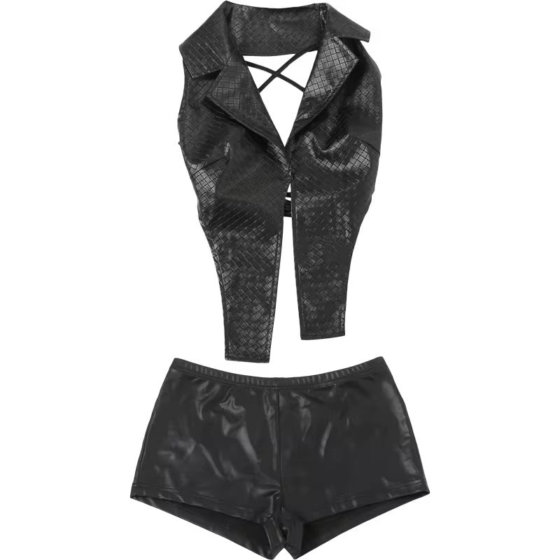 Who You Seeing Tonight Woven Leather Vest Set