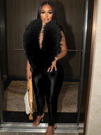 Soft Serve Feather Jumpsuit - Long Pants