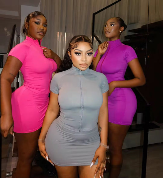 Not So Basic Mini Skirt Two Piece Set - Gray