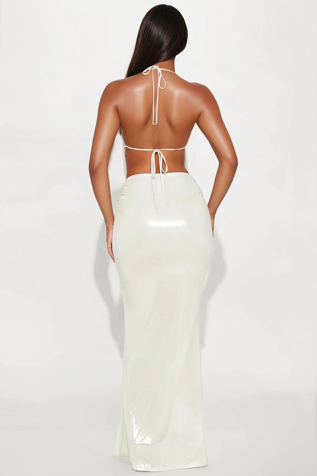 Draped In Desire Maxi Skirt Set - Ivory