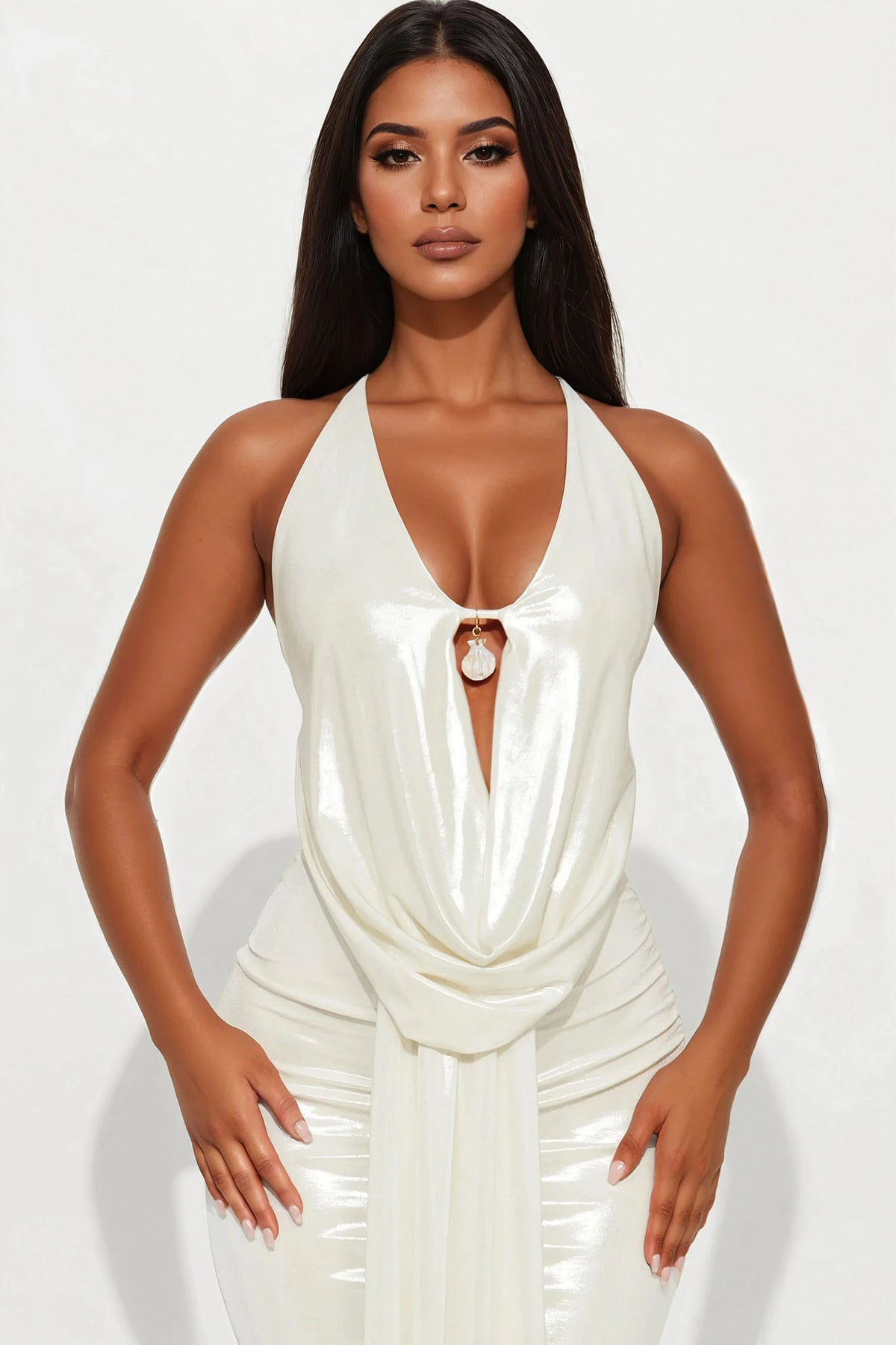 Draped In Desire Maxi Skirt Set - Ivory