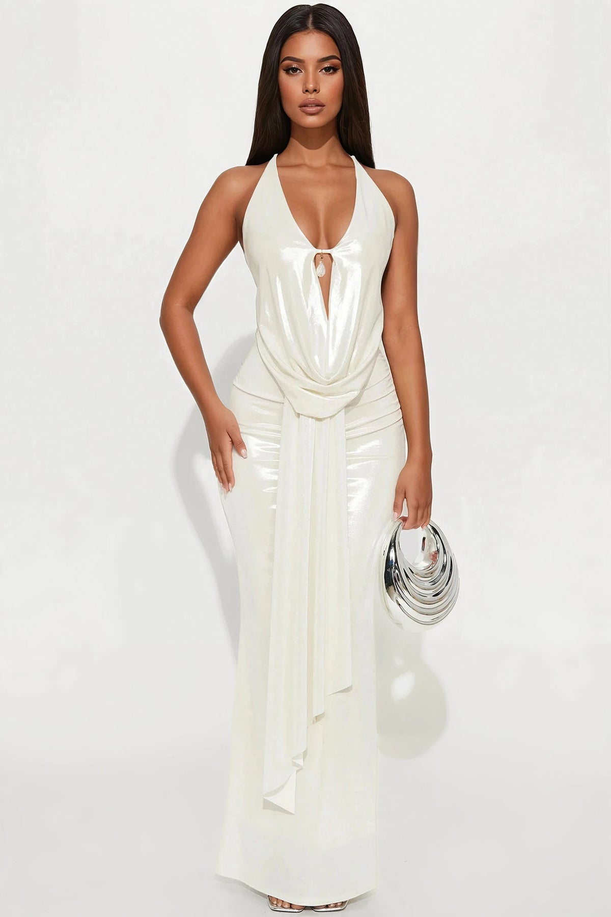 Draped In Desire Maxi Skirt Set - Ivory
