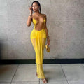 Island Time Halter Jumpsuit – Flowy Resort Vacation Yellow Jumpsuit