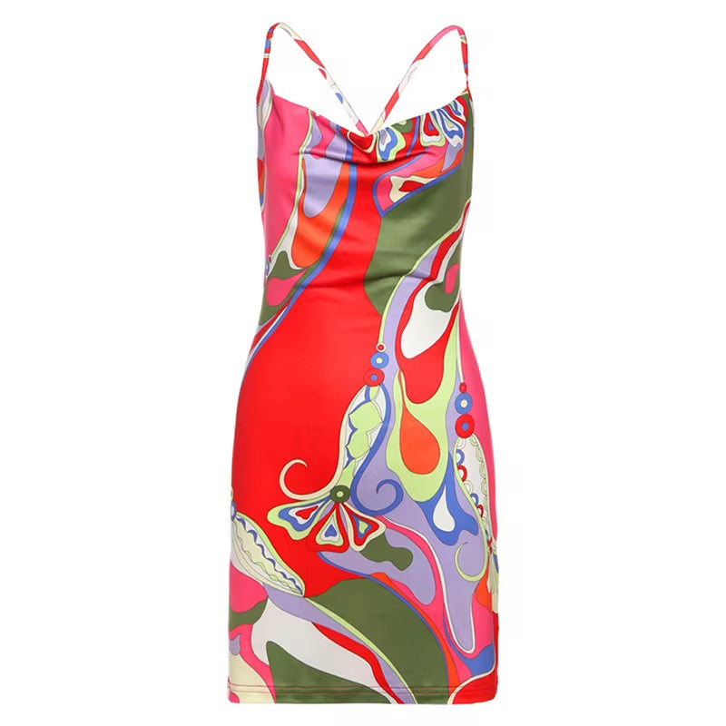 Puccii Print Princess Strap Midi Dress