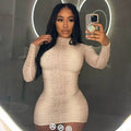 Never Chasing Beige Croc Print Mini Dress