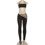 Caught Up In You Two Piece Tie Up Pants Set - (BLACK)