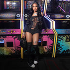 WYA Text Cut Out Black Romper - Very Stretchy