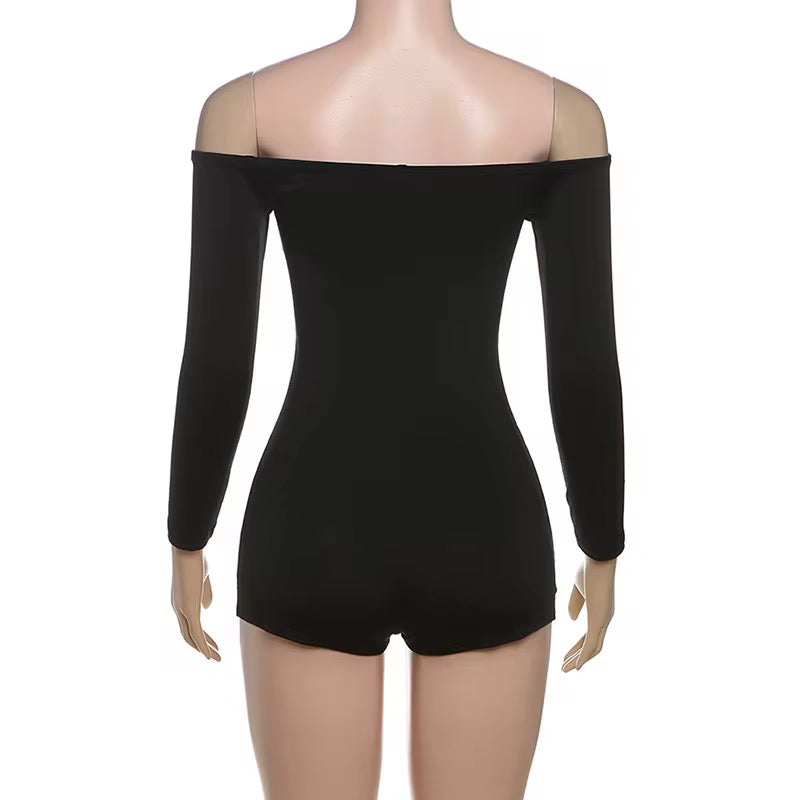 WYA Text Cut Out Black Romper - Very Stretchy
