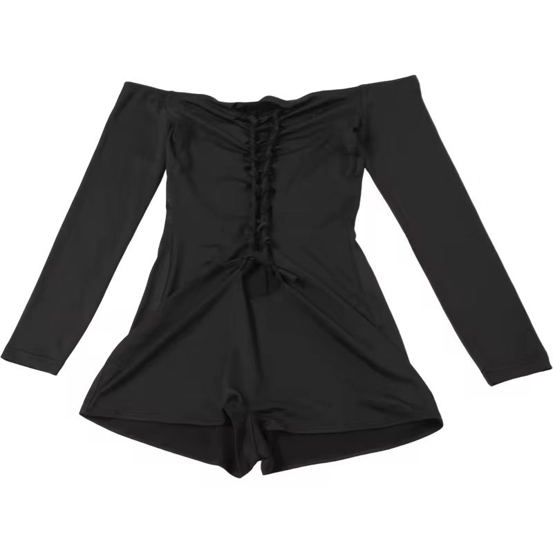 WYA Text Cut Out Black Romper - Very Stretchy