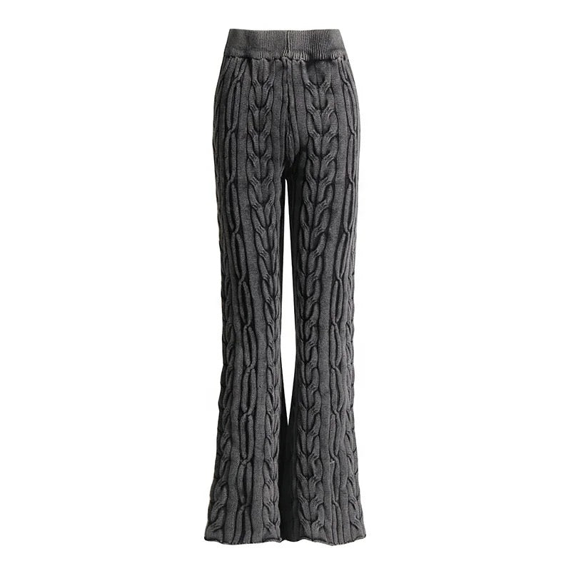Faded Flared Knit Trousers