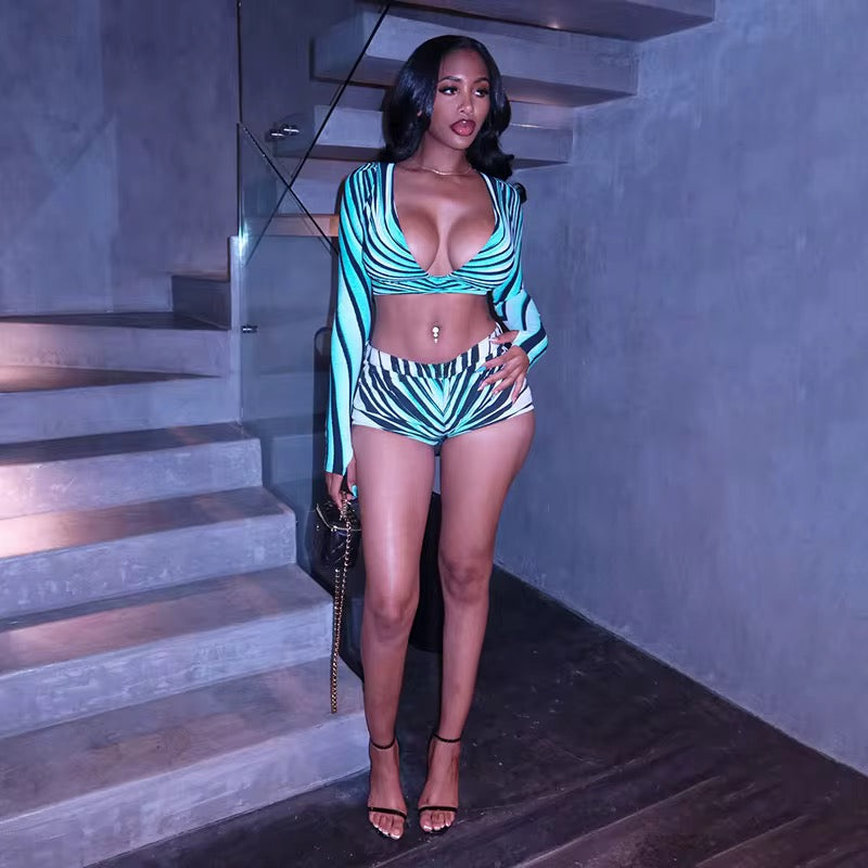 Cavalli Ray of Sea Print Shorts Set