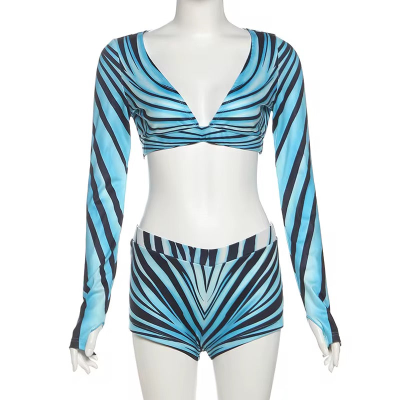 Cavalli Ray of Sea Print Shorts Set