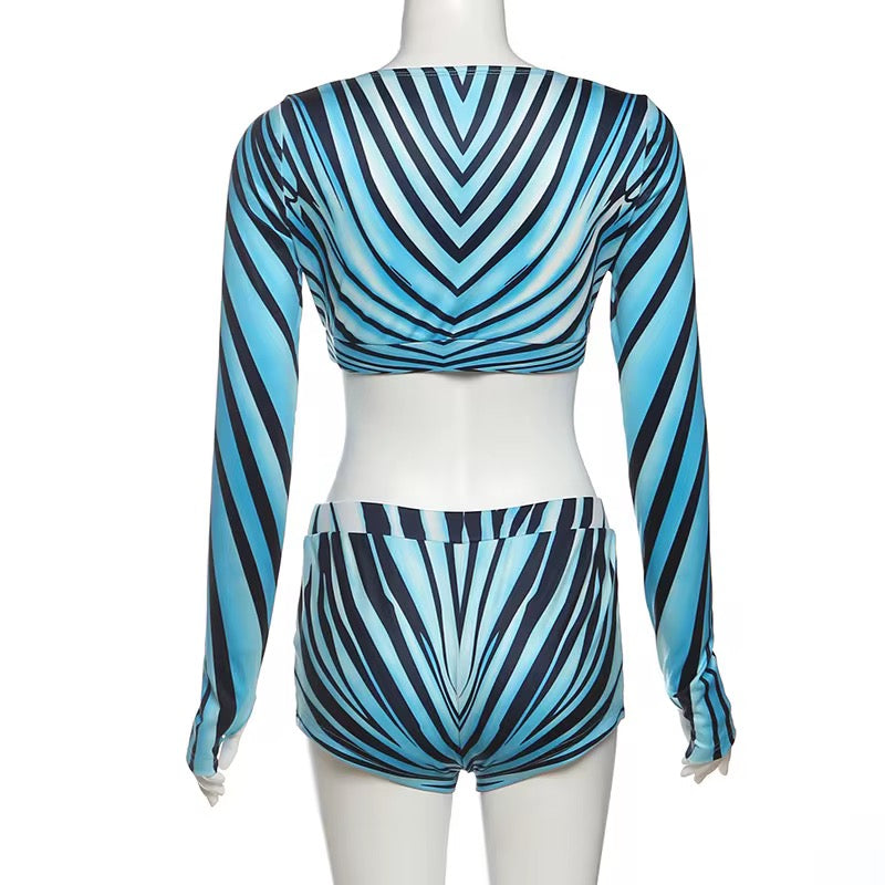 Cavalli Ray of Sea Print Shorts Set