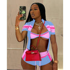 Back Outside 3 Piece Shorts Crop Set