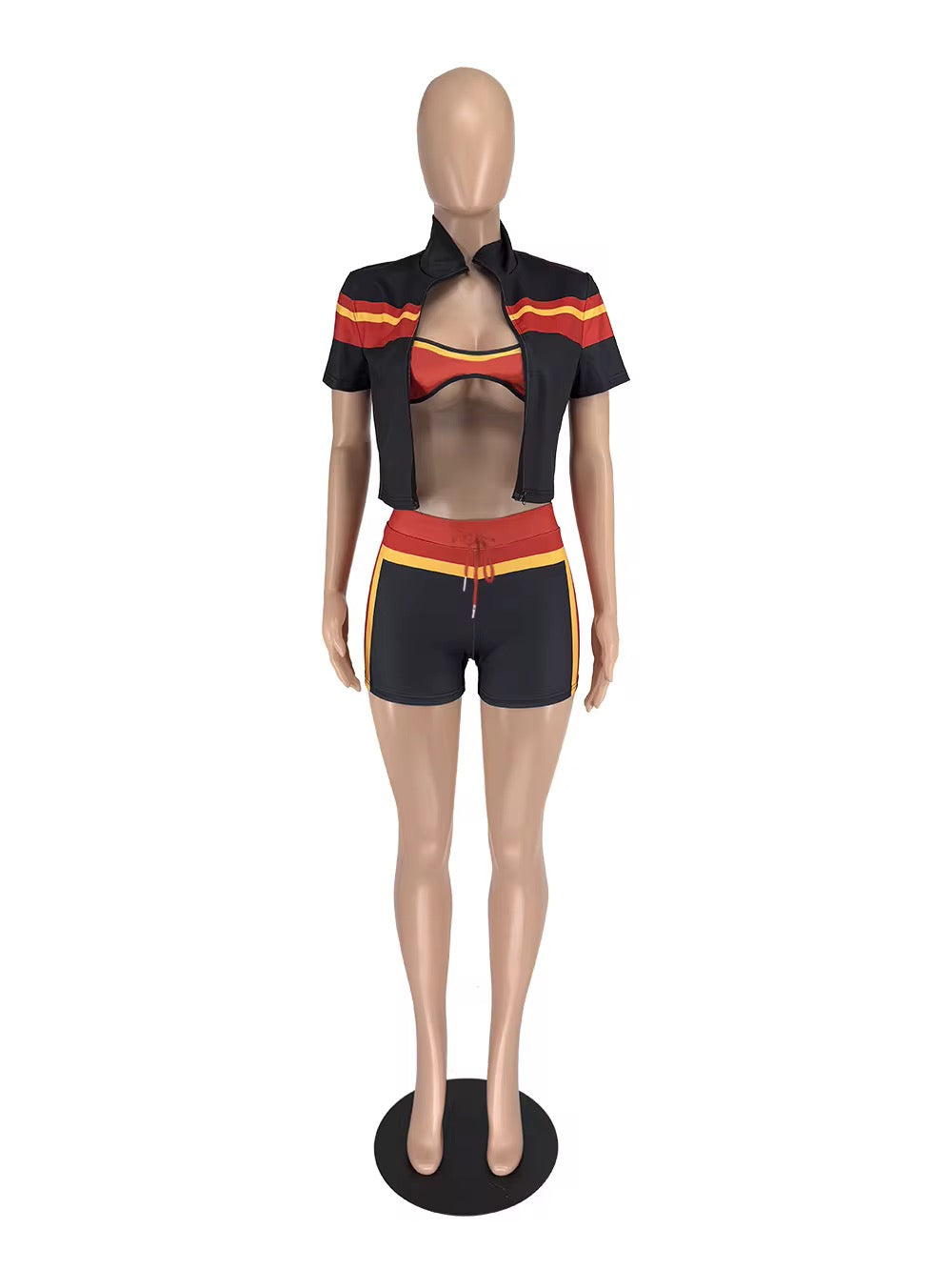 Back Outside 3 Piece Shorts Crop Set