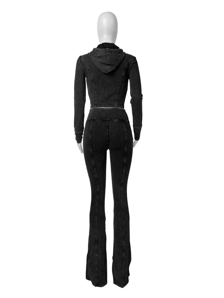Getting 2 It Washed Hoodie + Flare Pants Set