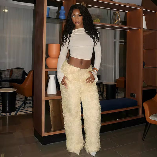 Too Plush Flare Furry Pants