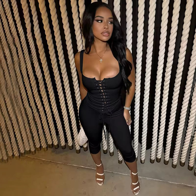 What You Need Tie Up Midi Pants Set