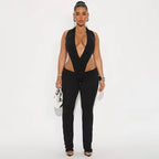 He Loves Us Both Plunge Bodysuit Set