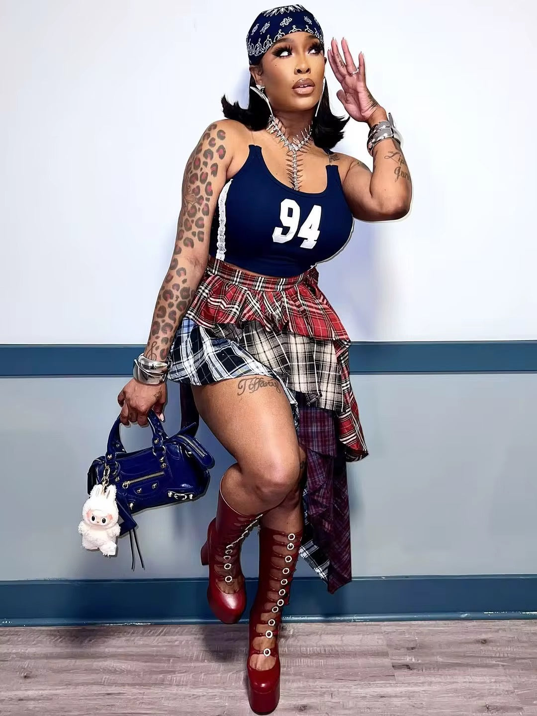 Pay Attention Plaid Patchwork Skirt