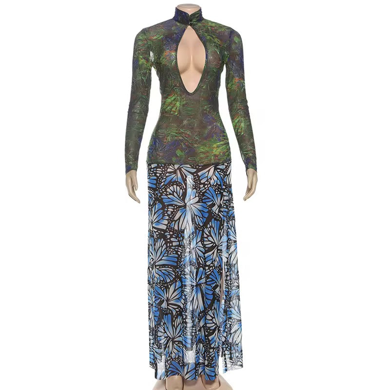 Butterfly Kisses Sheer Maxi Dress -Long/Short