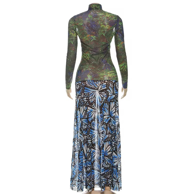 Butterfly Kisses Sheer Maxi Dress -Long/Short