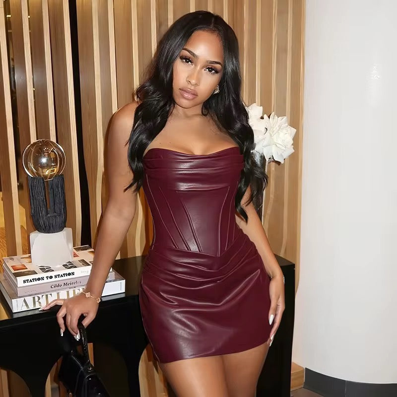 Can’t Hide It Leather Mini Skirt Set