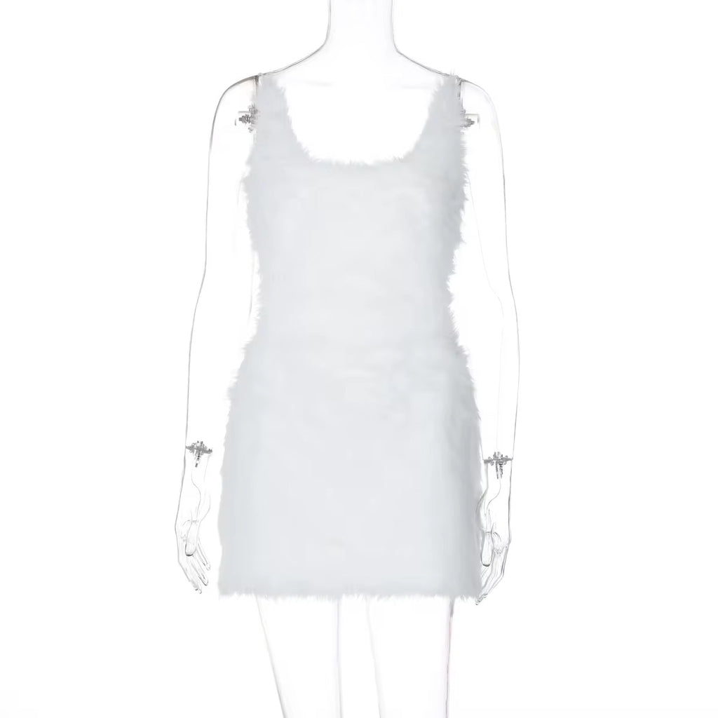 Heaven Sent Plush Fur Mini Dress