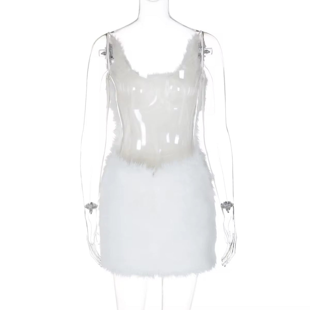 Heaven Sent Plush Fur Mini Dress