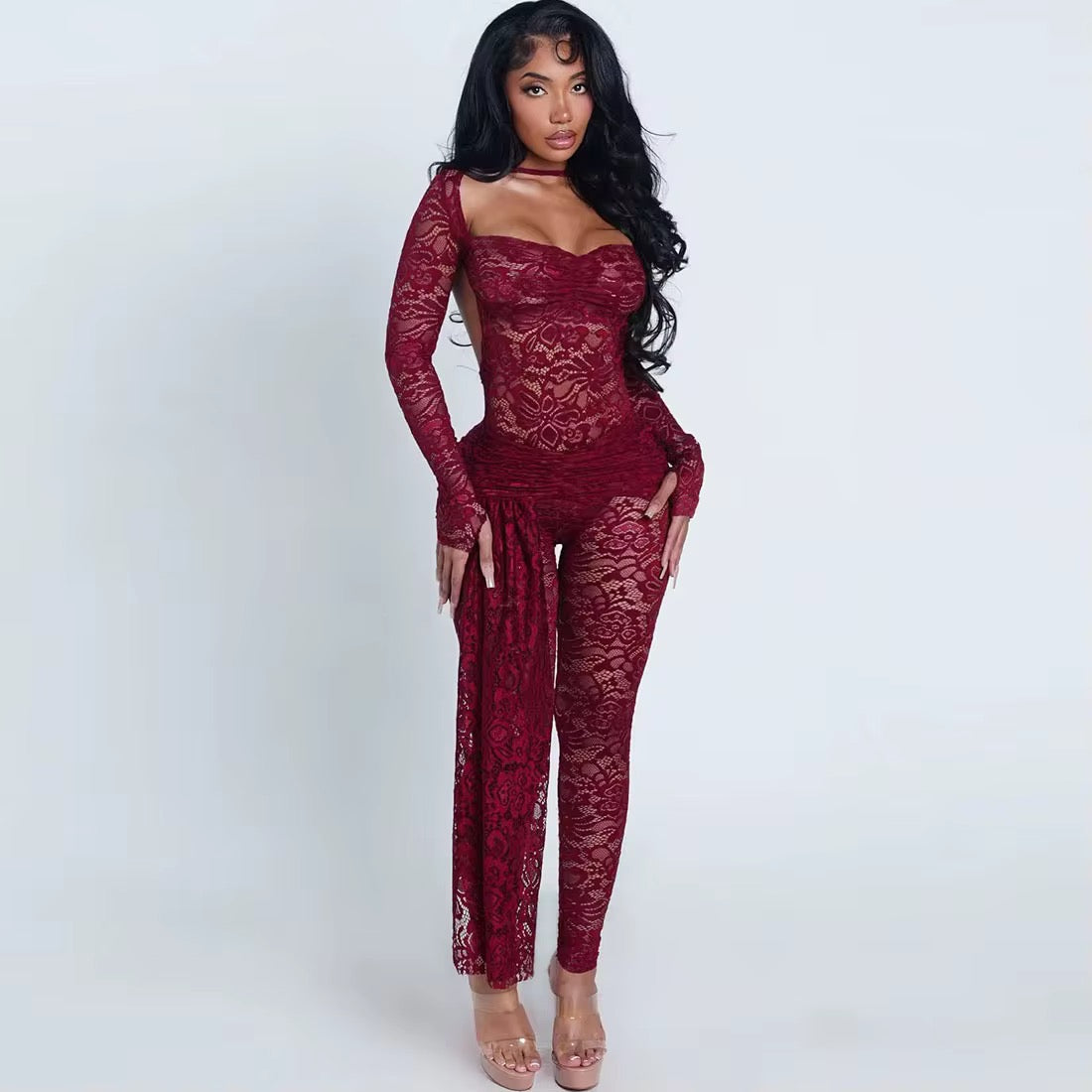 Love Me More Lace Jumpsuit Set