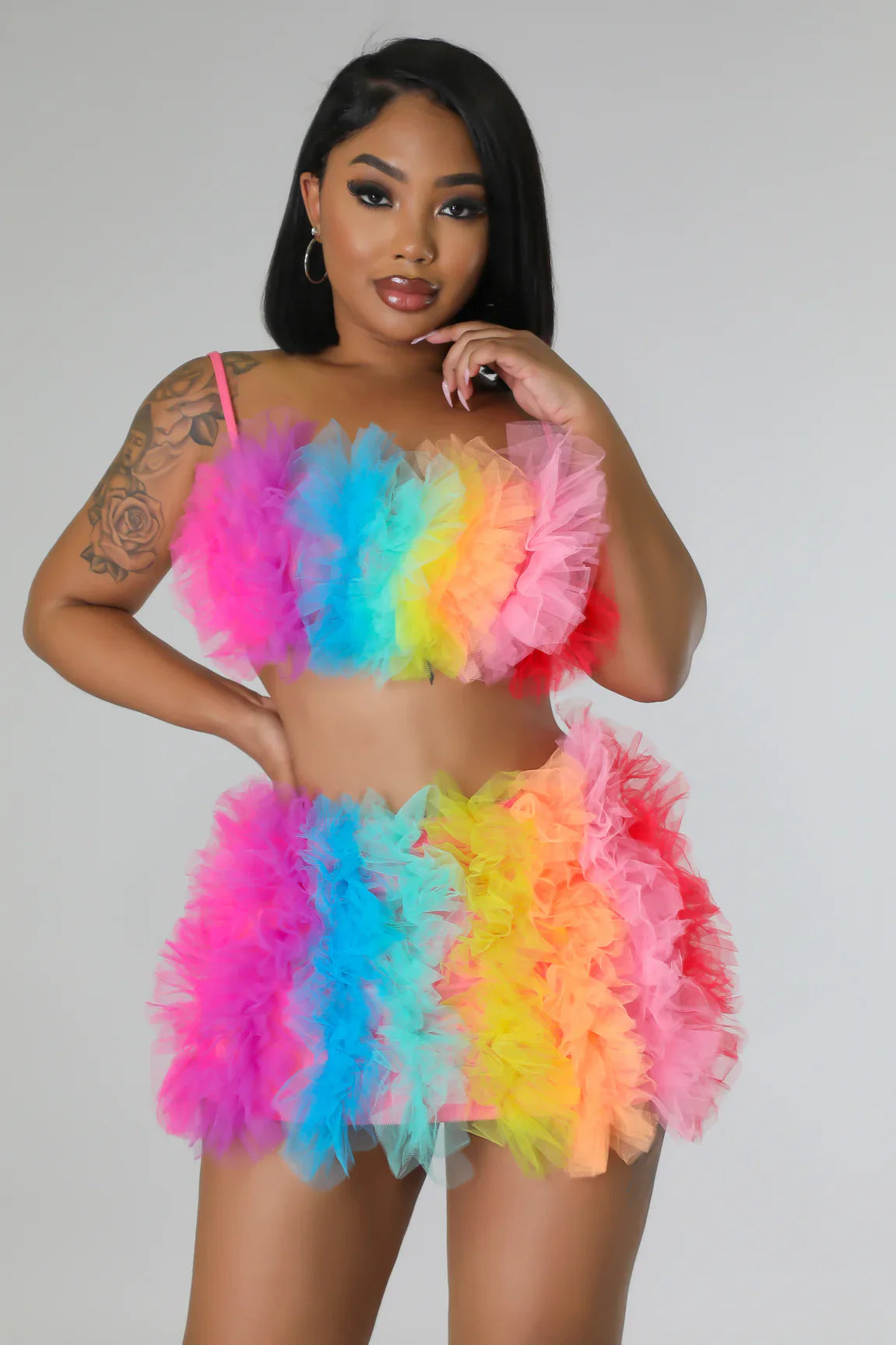 Rainbow Ruffle Fantasy Skirt Set